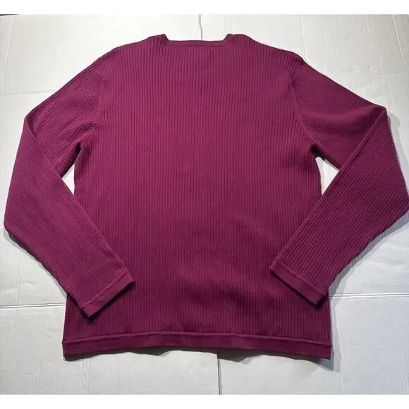 Cezani Large V-Neck Knit Maroon Sweater Pima Cotton Nylon - Picture 9 of 9